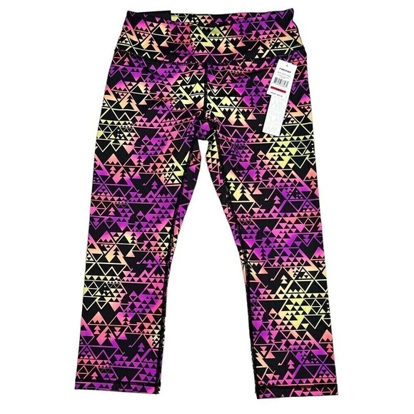 NWT HEAD Capri Cropped Tight Leggings Dri Motion Purple Cactus Flower Sz Small - Picture 7 of 8